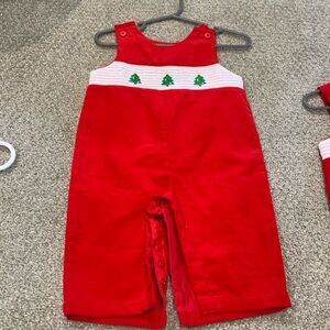 Baby Boy Smocked Christmas Tree Overalls size 6-9 months